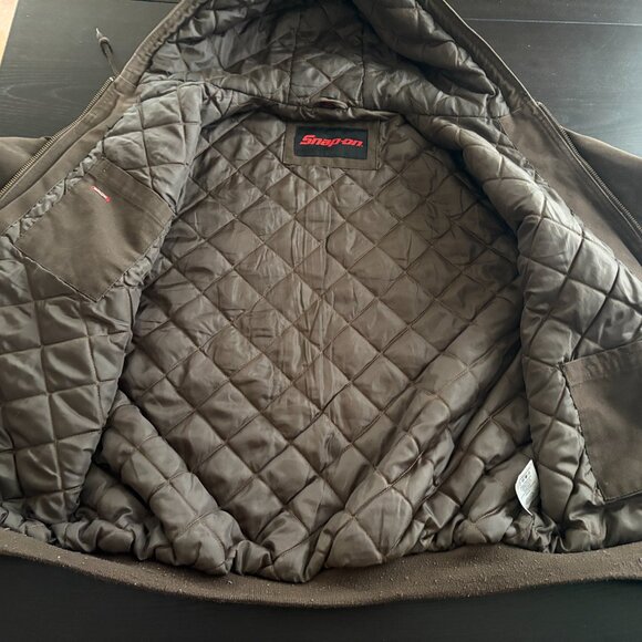 Mens Snap On Tools Brown Insulated Hooded Canvas Jacket Size Medium 123408 - Picture 5 of 11